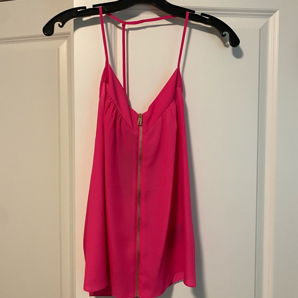 Ted baker zip front hot pink camisole with t back - never worn with straps nwt